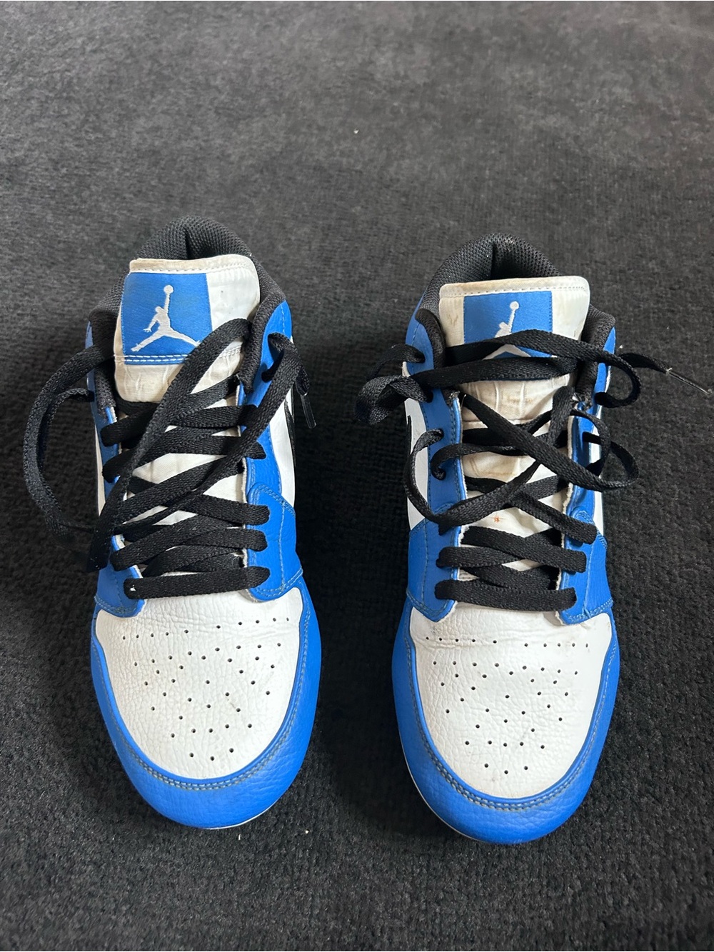 Nike Air Jordan Low Cleats in White, Blue and Black